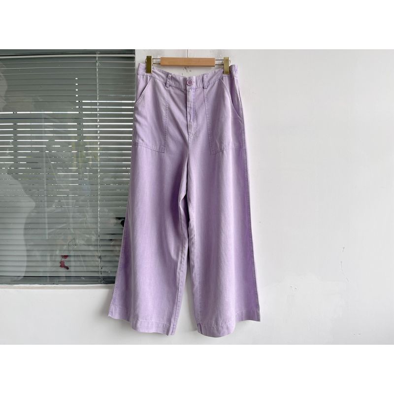 

Micro Flaw Autumn New Arrival Trendy Fashion Loose Comfort and Casual Slim Looking High Waist Tencel Linen Wide-Leg Pants H10 Purple 14