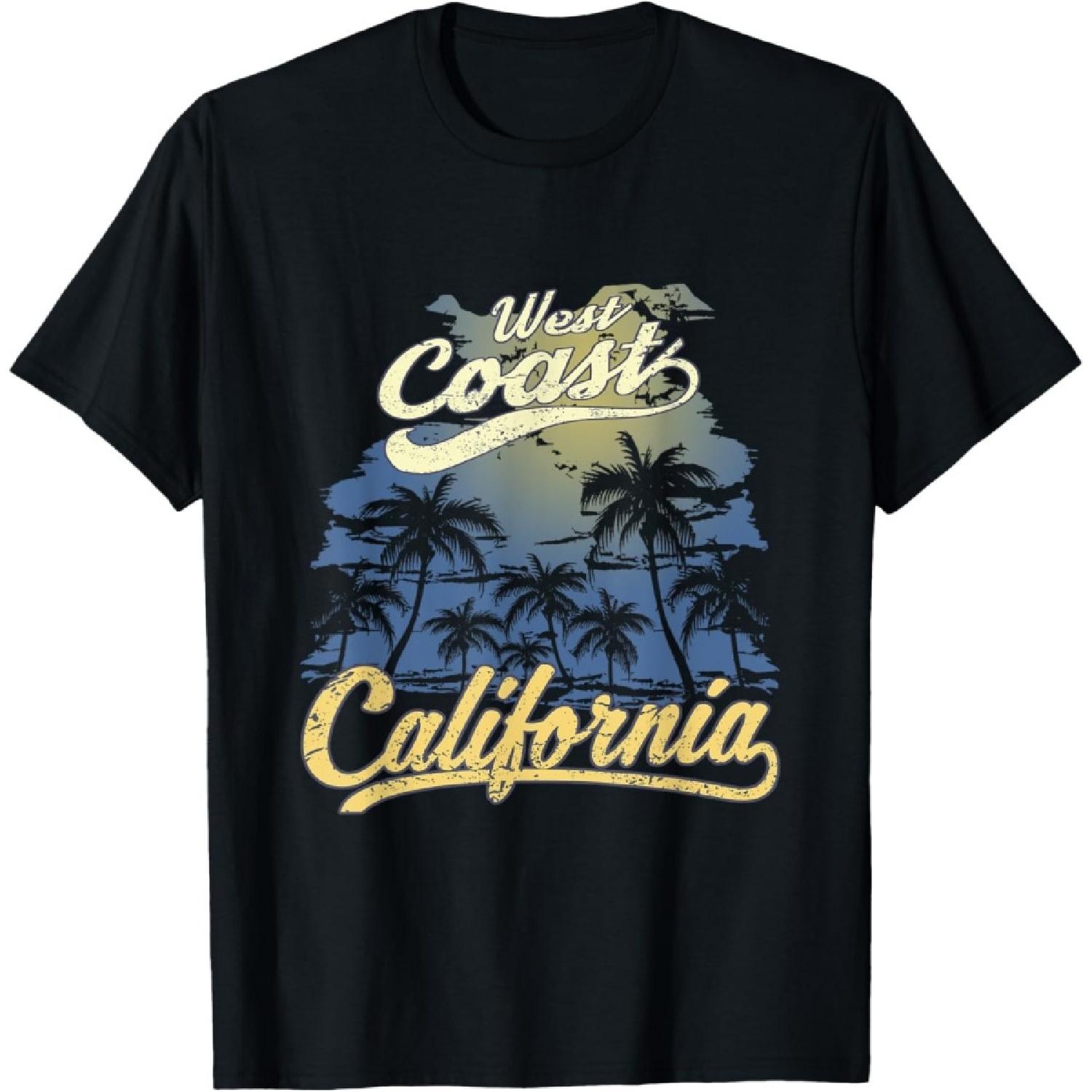 West Coast California Beach Sun Surf T-Shirt T-Shirt S чёрный