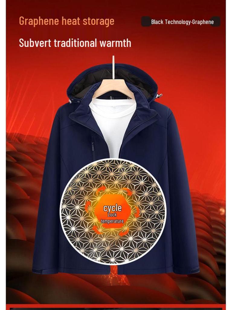 Unisex Graphene-Enhanced Windbreaker: Cotton & Velvet, Heat-Retaining, Windproof, Waterproof, Custom Embroidery