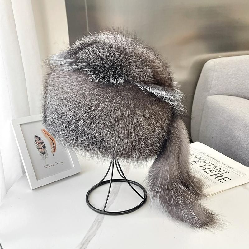 Fox Fur Hat Women's New Winter Warm Mongolian Hat Thickened Outdoor Skiing Fur Hat Shows A Small Face
