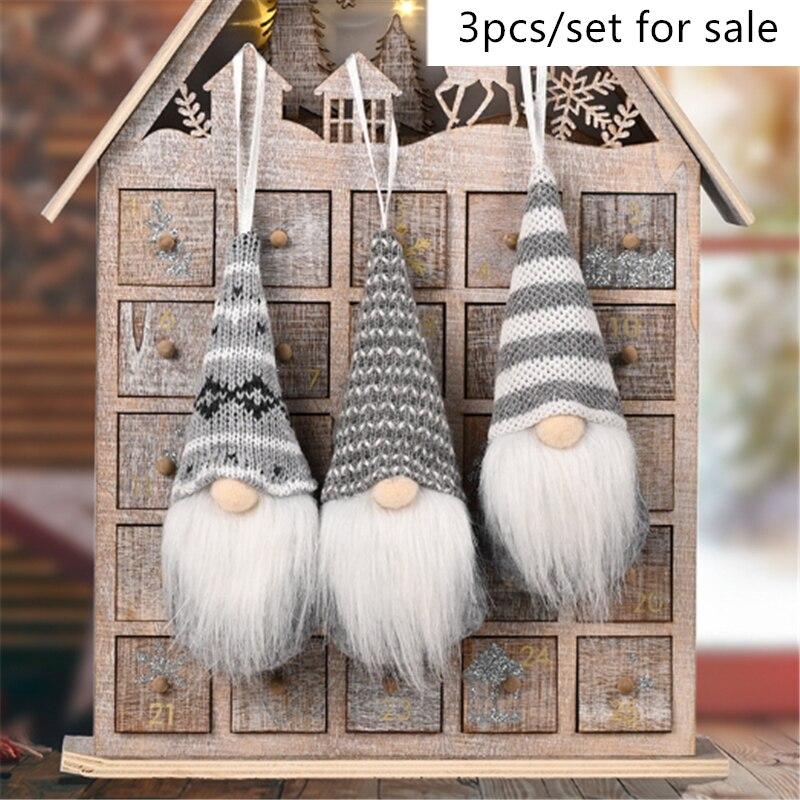 Mini poupée de noël en forme de vieil homme de la forêt, 3 pièces, pendentif d'arbre de noël, décoration pour la maison, poupée Gnome, cadeaux de noël pour enfants, nouvel an 2022