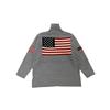 STREETRICH European and American Autumn and Winter Design Sense Flag Print Knit Sweater Casual Loose Round Neck Pullover Sweater