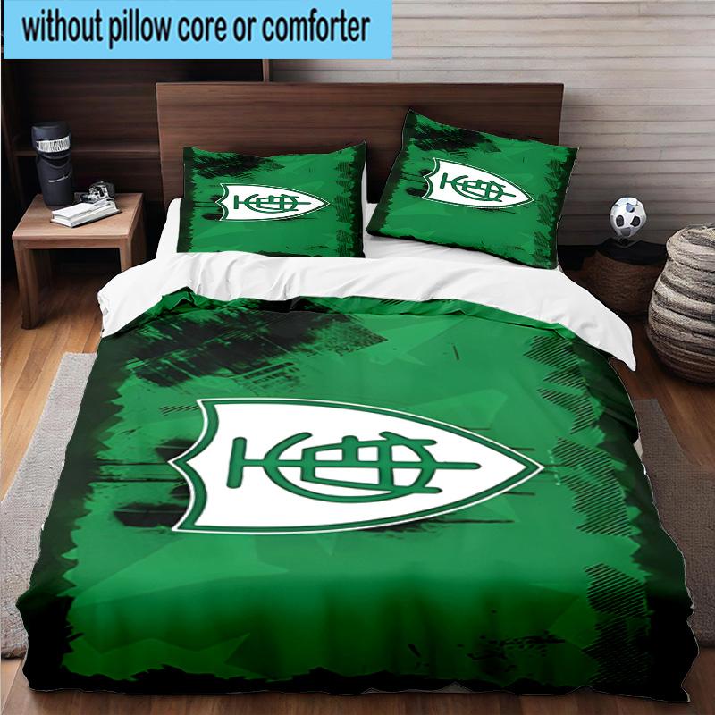 3pcs Green Shield Emblem Design Printed Bedding Set Duvet Cover Closure Includes 1 Duvet Cover & 2 Pillowcases Bedding Sets Home Decor Gifts