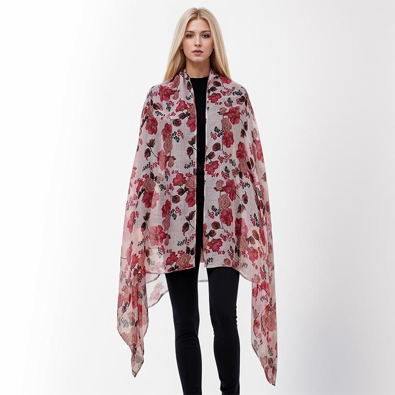 Blumenmuster Design Sommer Luxus Strand Sonnenschutz Seidenschals Damen Schal Großer Schal Weiches Bufanda Wickeltuch gray