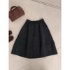 Women's Gray Wool Bud-Shaped A-Line Skirt - Autumn/Winter, Petite, Wide Hem