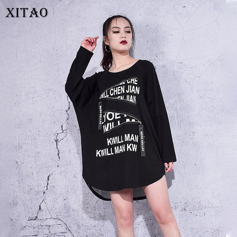 

XITAO Повседневная буква Печать Футболка Женщины ZY5583