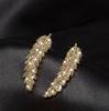 Best-Selling Elegant Micro-Inlaid Zircon Leaf Earrings - Gold & Silver, Korean Fashion for Women