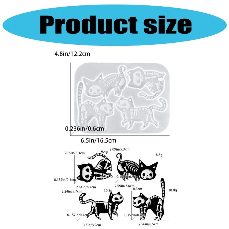 Halloween Silicone Mould Set for Resin Art Skull Cats Keychain Pendant Jewelry Supplies Reusable Food Safe Template