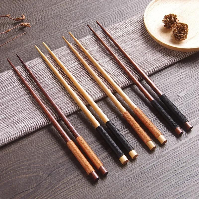 Håndlaget japansk naturlig kastanjetre Sushi spisepinner Sett verdi gave Sushi kinesisk mat Tie Line