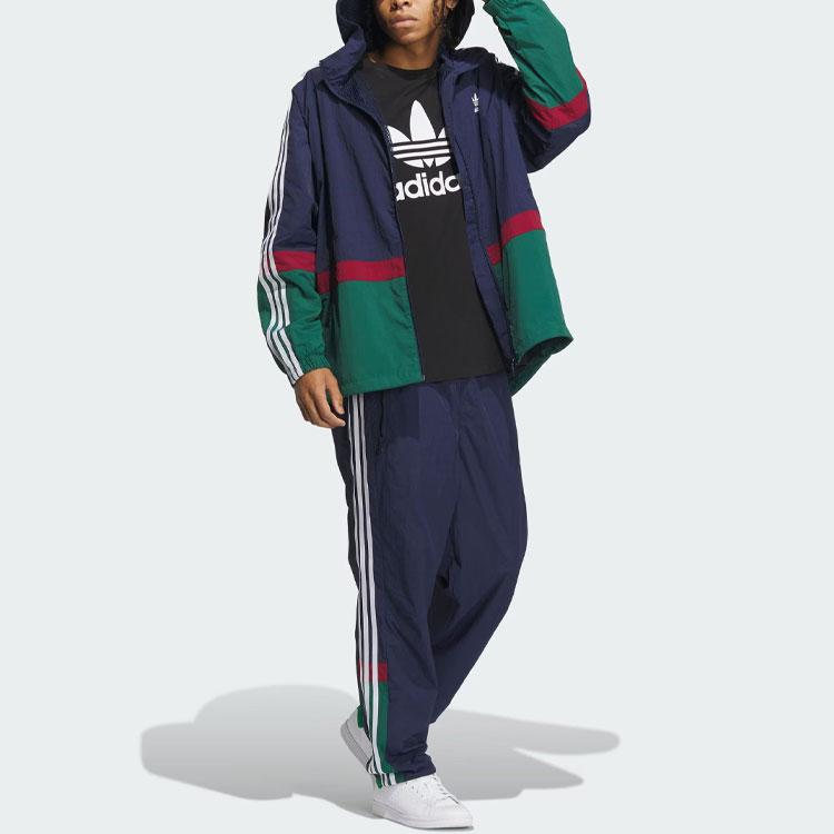 Adidas Originals Sportswear Jacket With Logo Print And Striped Color Block Men Tops Indigo IN0995