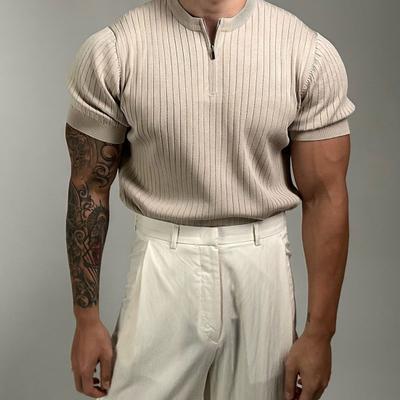 Herren O-Ausschnitt T-Shirt Lässig Kurzarm Einfarbiges T-Shirt Halber Reißverschluss Drapierter Basic T-Shirt Sommer Top für Sport Fitnessstudio Reisen Büro Alltagskleidung