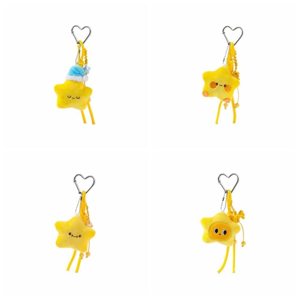 Soft Star Doll Pendant Cartoon Chirping Star Pendant Lovely Plush Star Keychain  Birthday Gift