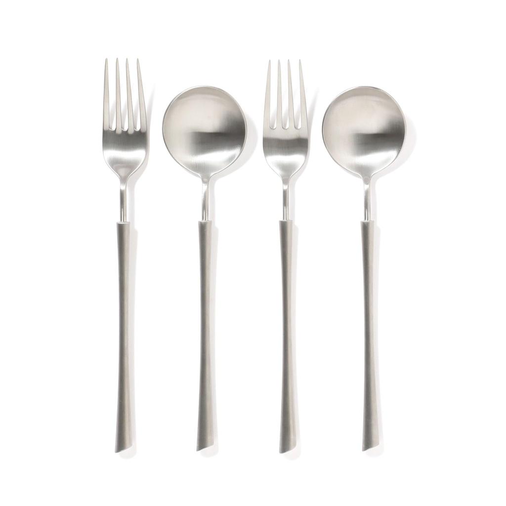Francfranc Pair of Cutlery, 4-Piece Dinner Set, Silver