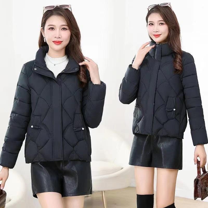 

Padded clothes short thickened padded clothes new warm and thin fashion padded jackets winter small stand-up collar jackets XL90-52.5 kg чорний