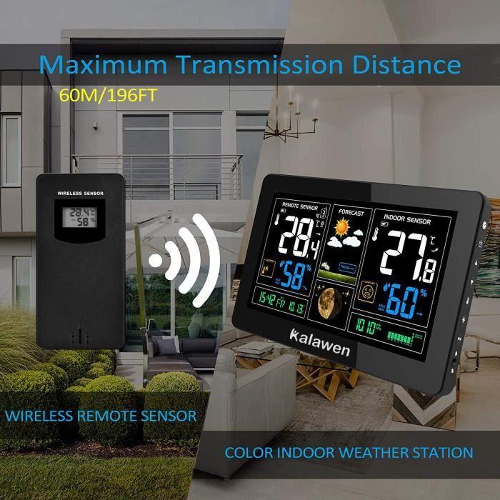 Station météo - kalawen - dcf 9-in-1 - capteur externe - prévisions météo - alarme réveil