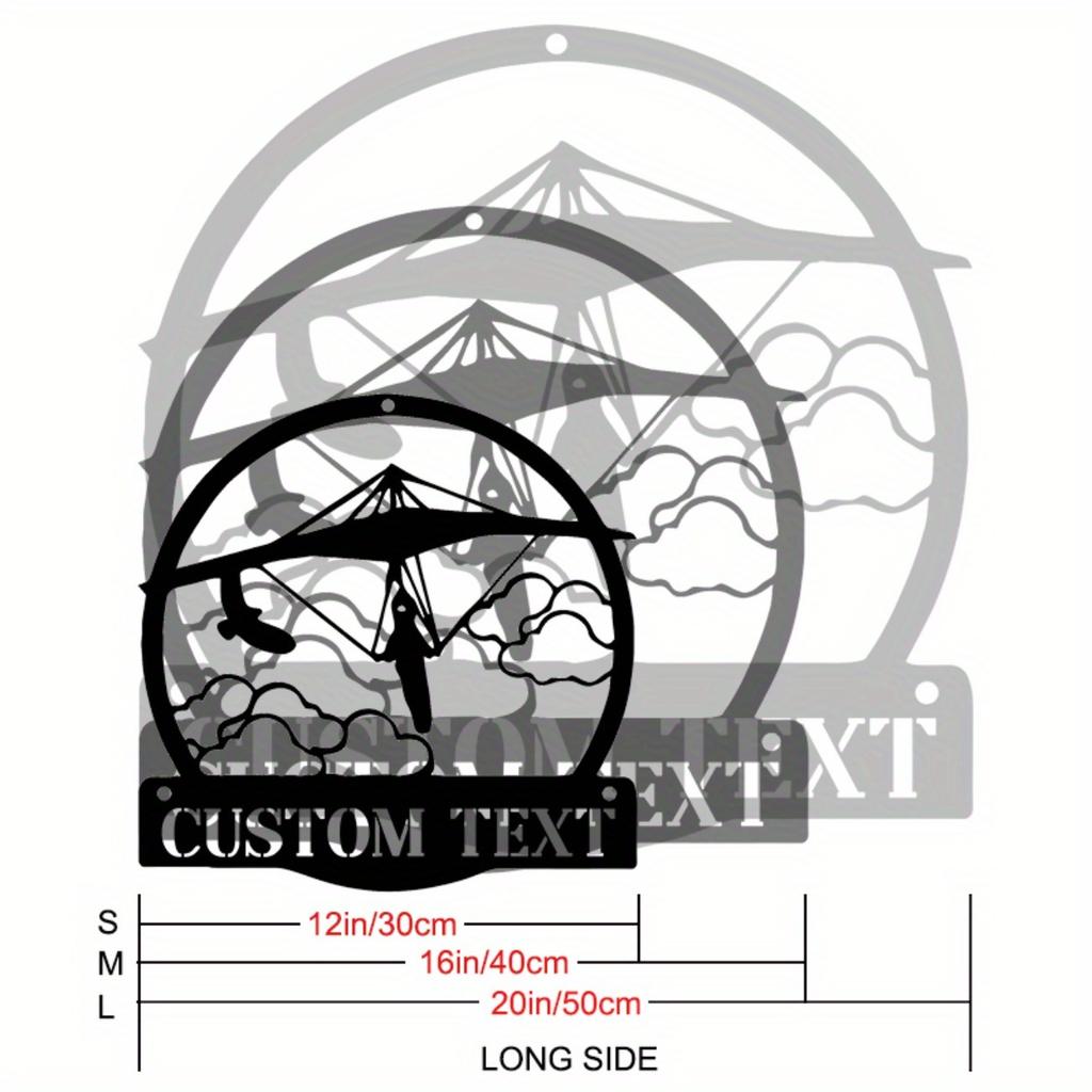 Custom Black Hang Glider Metal Wall Art Personalized Valentine Home Decor