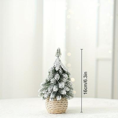 White Flocked Mini Christmas Tree Artificial Cedar Pine Sisal Tabletop Ornament Merry Christmas And New  Party Decoration