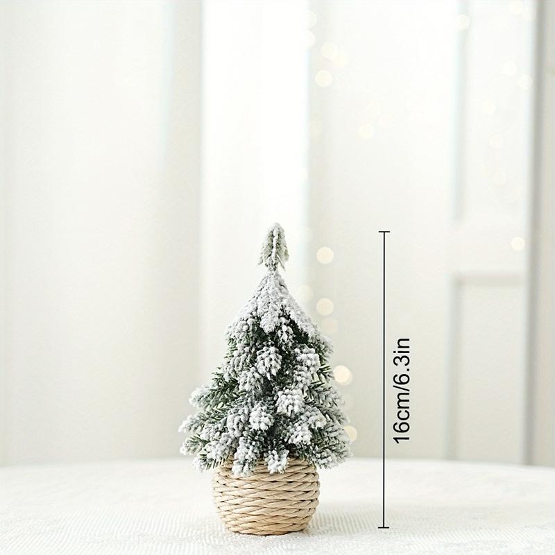 1PC Small Green Christmas Decor Plastic Christmas Tree Window Display Decor Flocked Artificial Christmas Tree