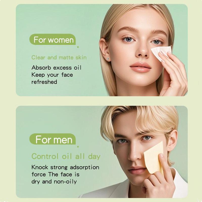 100 Sheets Facial Oil-Blotting Paper With Case Mirror Puff For Makeup Setting Portable Oil-Control Oil-Absorbing Wood Pulp Paper