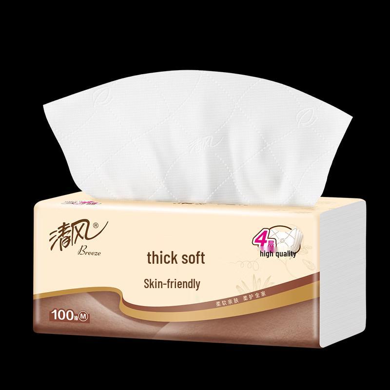 Qingfeng 4-Ply Pure Wood Pulp Facial Tissues