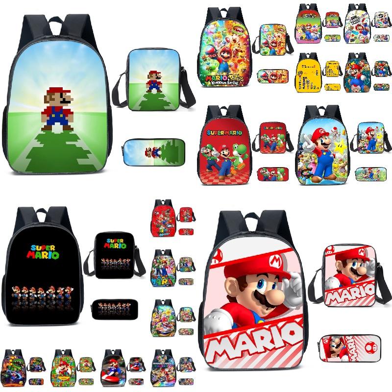 New Arrival Mario Cartoon Backpack For Elementary And Middle School Students Lunch Bag And Pencil Case Included