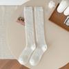 New Knitted Hollow Calf Socks Breathable Warmth Stacked Long Tube Socks Casual Harajuku Street Mid Tube Socks Women Girls