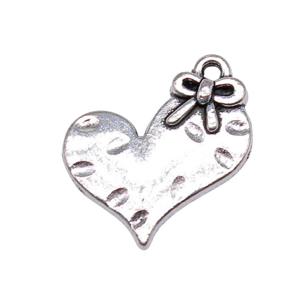 Filigree Heart Charms Antique Alloy Pendants For Vintage Floral Jewelry