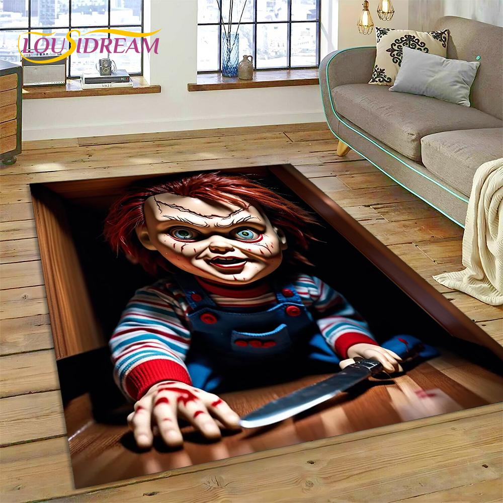 Postava z hororového filmu Chucky Pennywise Halloween Koberec do ložnice obývacího pokoje Dekorace na pohovku Doma Velká dekorativní podlahová rohož