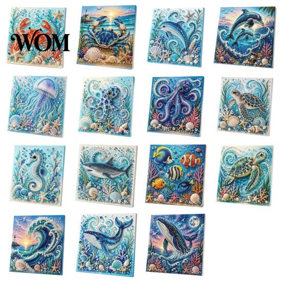 Ontspannend Weekend Creatief Project Oceaan Nep Parels Schilderset, Zeeleven 3D Kunst DIY Handgemaakte Muurbenodigdheden Zeeschildpad Vis Afbeelding Knutsel