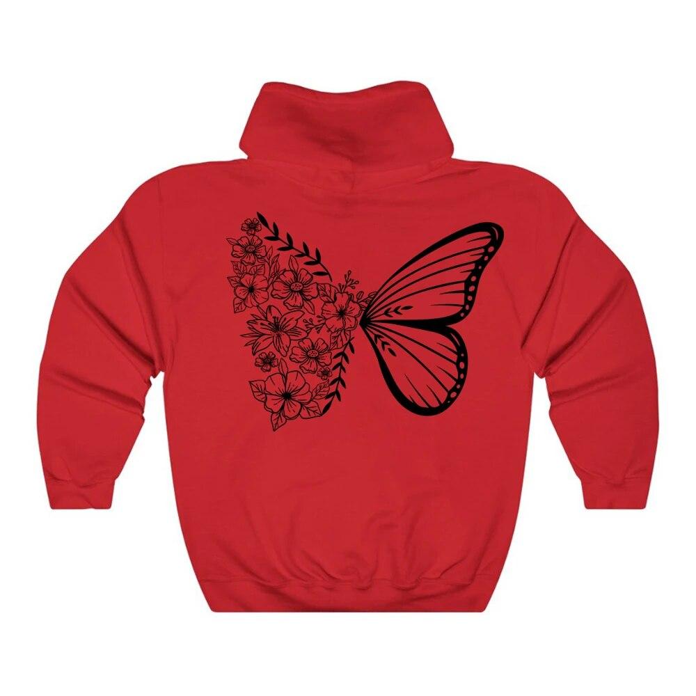 Butterfly Mikina s kapucí Květinová Butterfly Mikina s kapucí Trendy Butterflies Inspirativní svetr Vintage Butterfly Grafické Mikiny Unisex Mikina