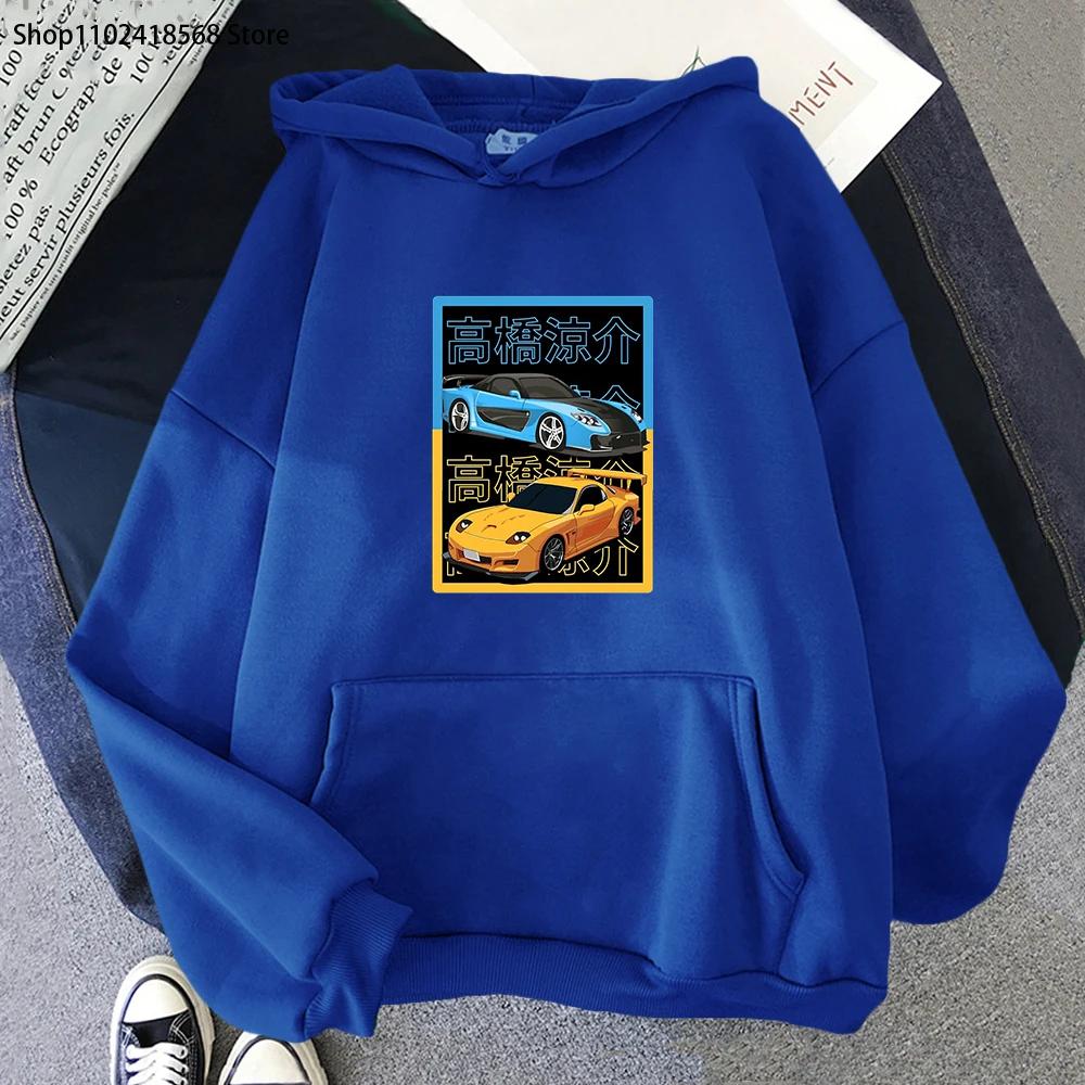 Japanese Anime AE86 Hoodie Initial D Graphic Sweatshirt Men O-Neck Long Sleeves Fashion Casual Drift Racing Women Clothing