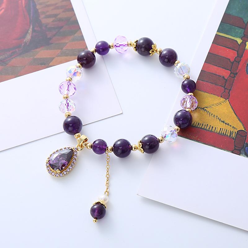 Natural Amethyst Bracelet Bangles Women Fashion Jewelry Accessories Gift