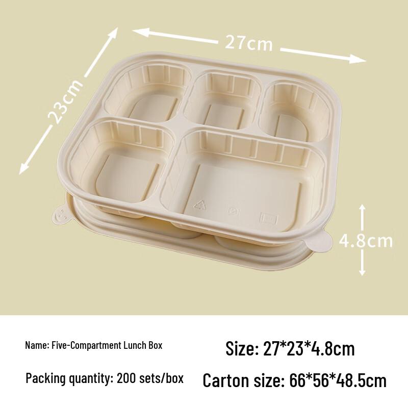 Biodegradable 5-Compartment Meal Prep Containers