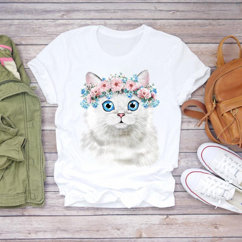 Women Cartoon Dog Tshirts Funny Face Animal Casual Pet Love Fashion Print Lady T-Shirts Top Womens Graphic Female T-Shirt