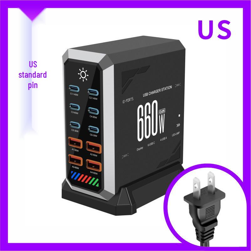 660W Gallium Nitride Multi-Port Fast USB Desktop Charger