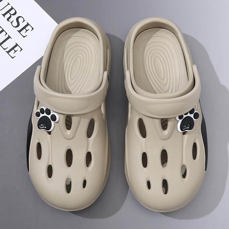 

Мужские шлепанцы с дырочками, летняя новинка, износостойкие, нескользящие, удобные, повседневные, универсальные, пляжные, с сумкой на голову 44-45 хаки