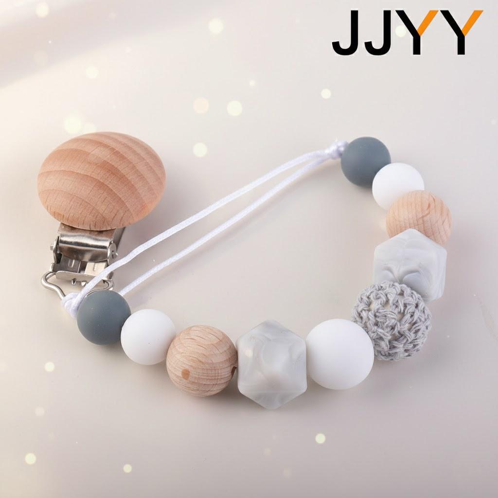 

Soft Silicone Baby Pacifier Holder with Teether Anti Drop Chain and Molar Toy for Newborn Infant Care белый