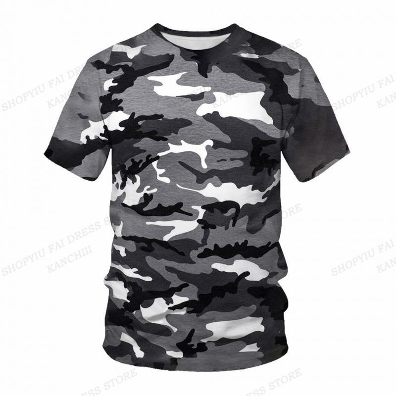 Sommer Camo T-Shirt Camouflage 3D Druck T-Shirt Herren Mode O-Ausschnitt Kurzarm T-Shirt Outdoor T-Shirt Kinder Oberteile Tee Fitness