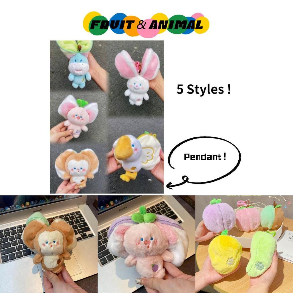 Peel And Reveal The Soft And Cuddly Fruit And Animal Plush Keychains