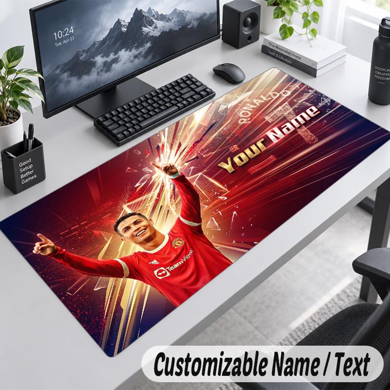 Custom Name Text Mouse Pad Cristiano Ronaldo Personalized Desk Pad For Work And Gaming