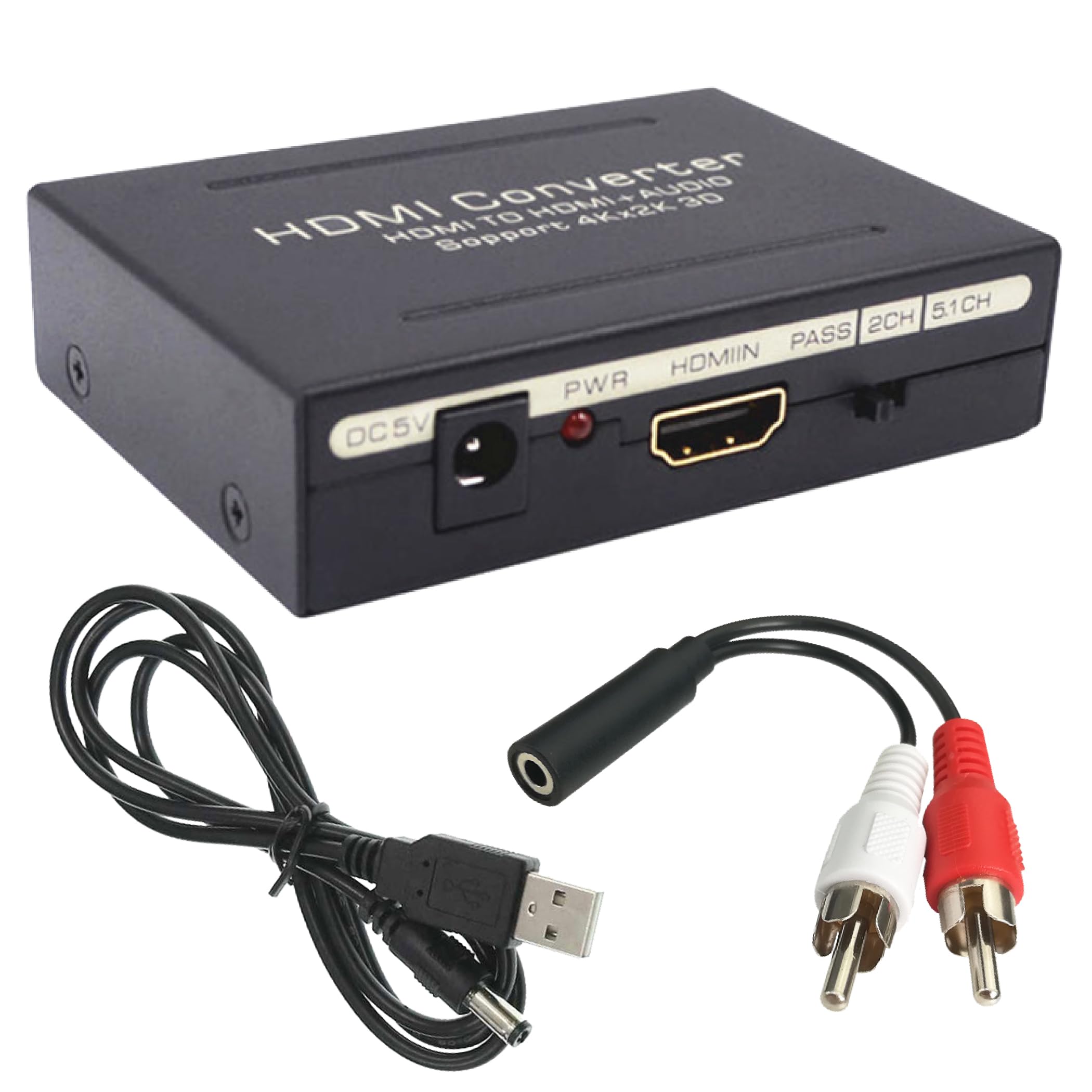 

Felimoa Аудио HDMI 4K Оптический 2RCA Аналоговый Выход Сепаратор, 5.1 канал, Цифровой, чёрный