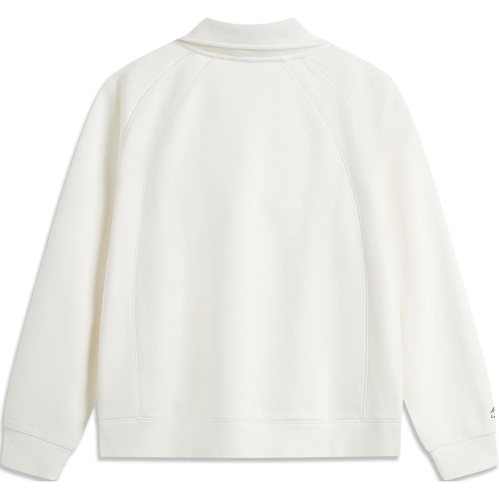 Li Ning Sports Fashion Series Solid Color Breathable Comfortable Knitted Sweatshirt Women Sweatshirt Off-White AWDU982-1