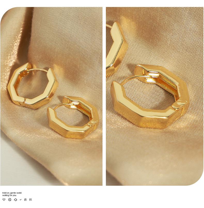 18K Gold Plated Geometric Polygon Earrings - Elegant & Versatile Design