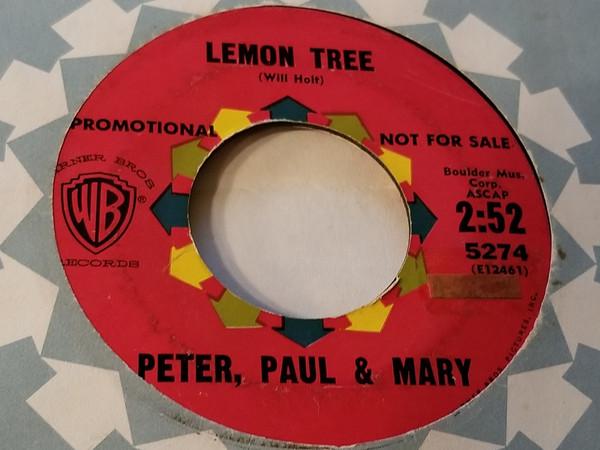 

7-дюймовая пластинка PETER PAUL MARY Lemon Tree 5274PROMO WARNER BROS. 1962 США КантриФолк Б/у