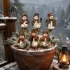 Quick Installation Tree Decor 6 Pcs Large Christmas Picks, Wooden Santa Snowman Gingerbread Ornaments, Xmas Outdoor Yard Signs Topper Decoration