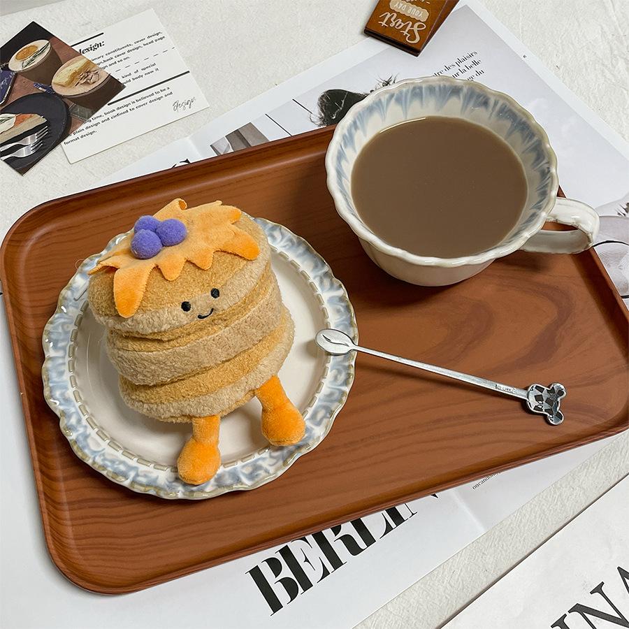 1 st Trendy Gesimuleerde Voedsel Serie Pluche Hanger Creatieve Afternoon Tea Pop Eiertaart Pannenkoek Pop Cadeautasje Bedel beige