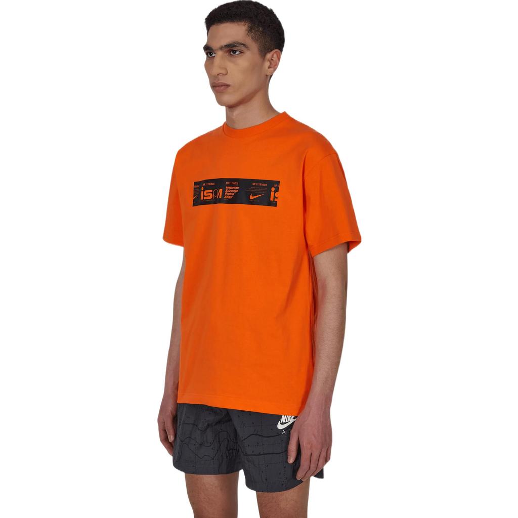 Nike ISPA Series Simple Letter Logo Print Casual Round Neck Short Sleeve T-Shirt Men Tops Orange DV0687-817