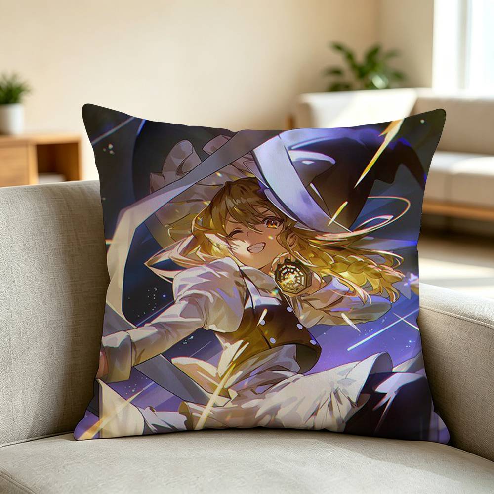I-Indie Game Touhou Project Square Double-Sided printed Pillow Case Bedroom Bedside Pillow Sofa Cushion Cover