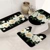 For 3-Piece Rose Valentine Bathroom Set - Machine Washable Polyester with Toilet Seat, U-Shaped Seat and Non-Slip Mat