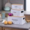 Bamboo Cover White Storage Tank Potato Breathable Fresh Kitchen Potato Onion Garlic Metal Storage Box